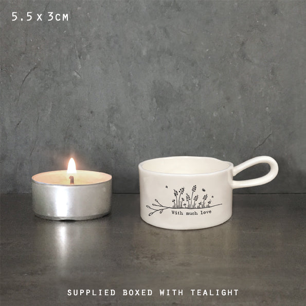 With much love handled tea light holder - Daisy Park
