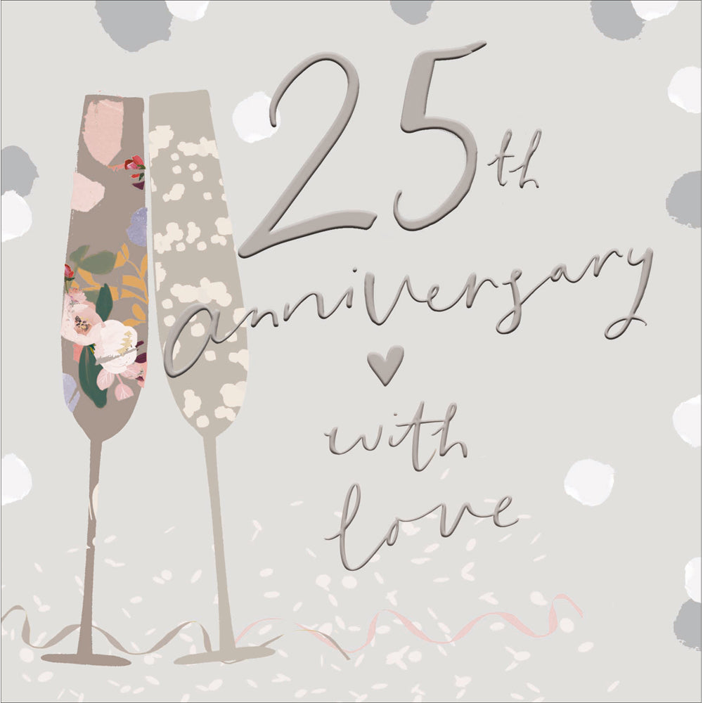 Silver wedding anniversary card - Daisy Park