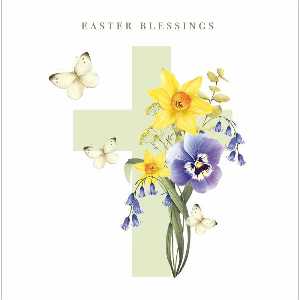 Easter blessings floral cross card - Daisy Park