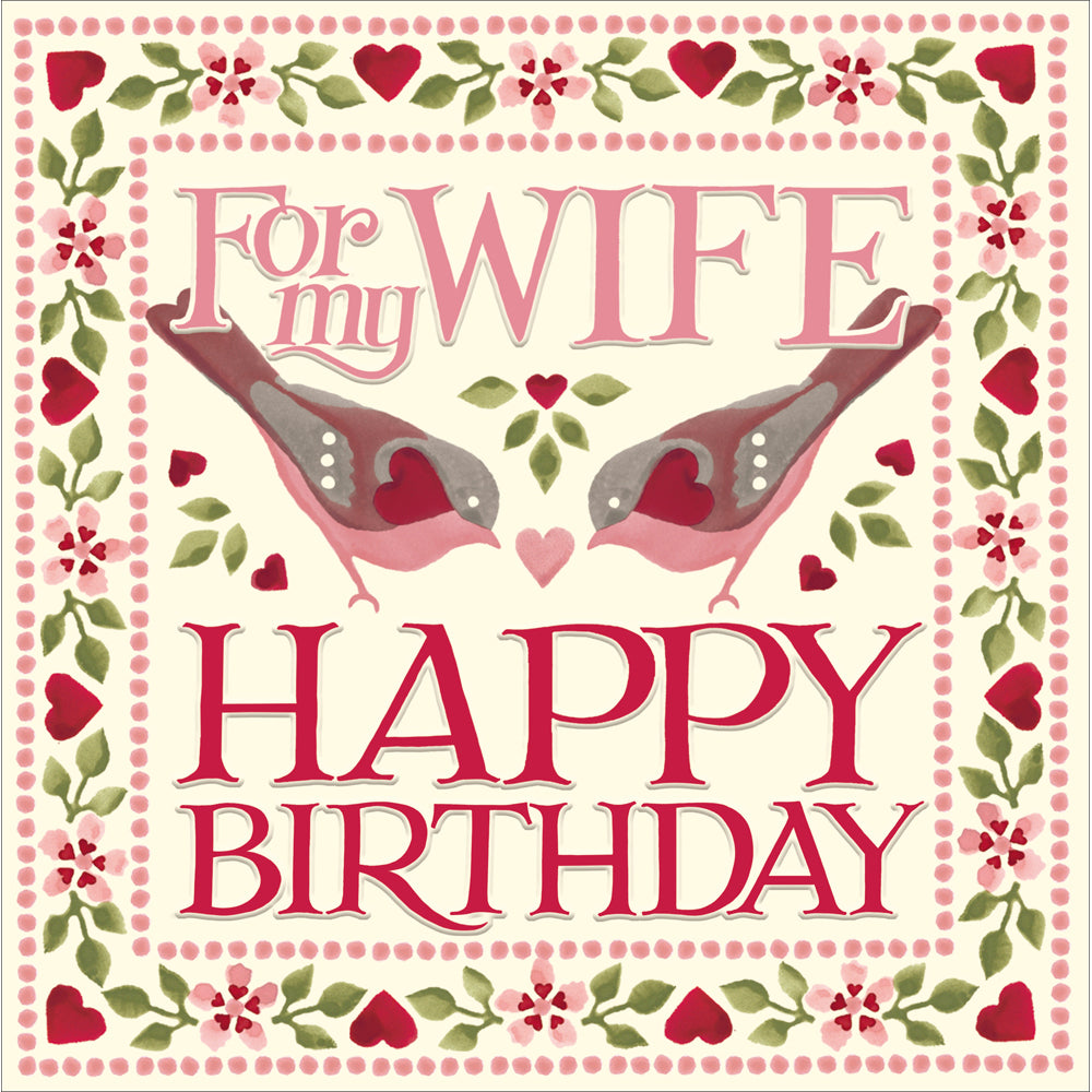 Emma Bridgewater Lovebirds Wife Birthday card - Daisy Park