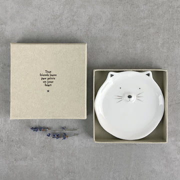 Porcelain Trinket dish - Cat shaped - Daisy Park
