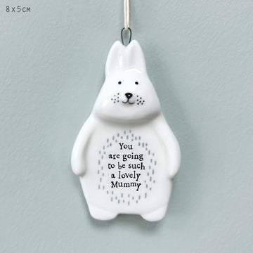 Porcelain Rabbit Hanger - Going to be such a lovely mummy - Daisy Park