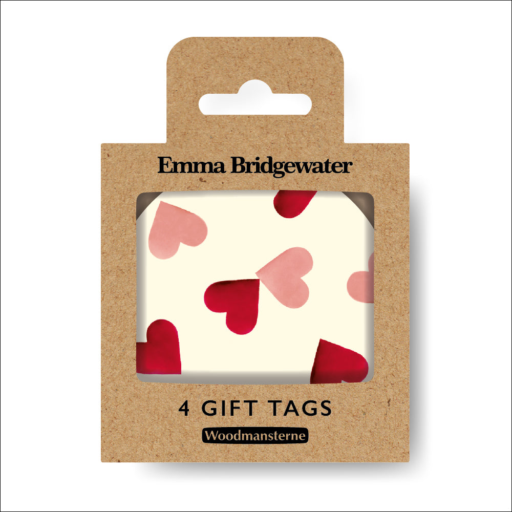 Emma Bridgewater pink hearts pack of 4 gift tags - Daisy Park