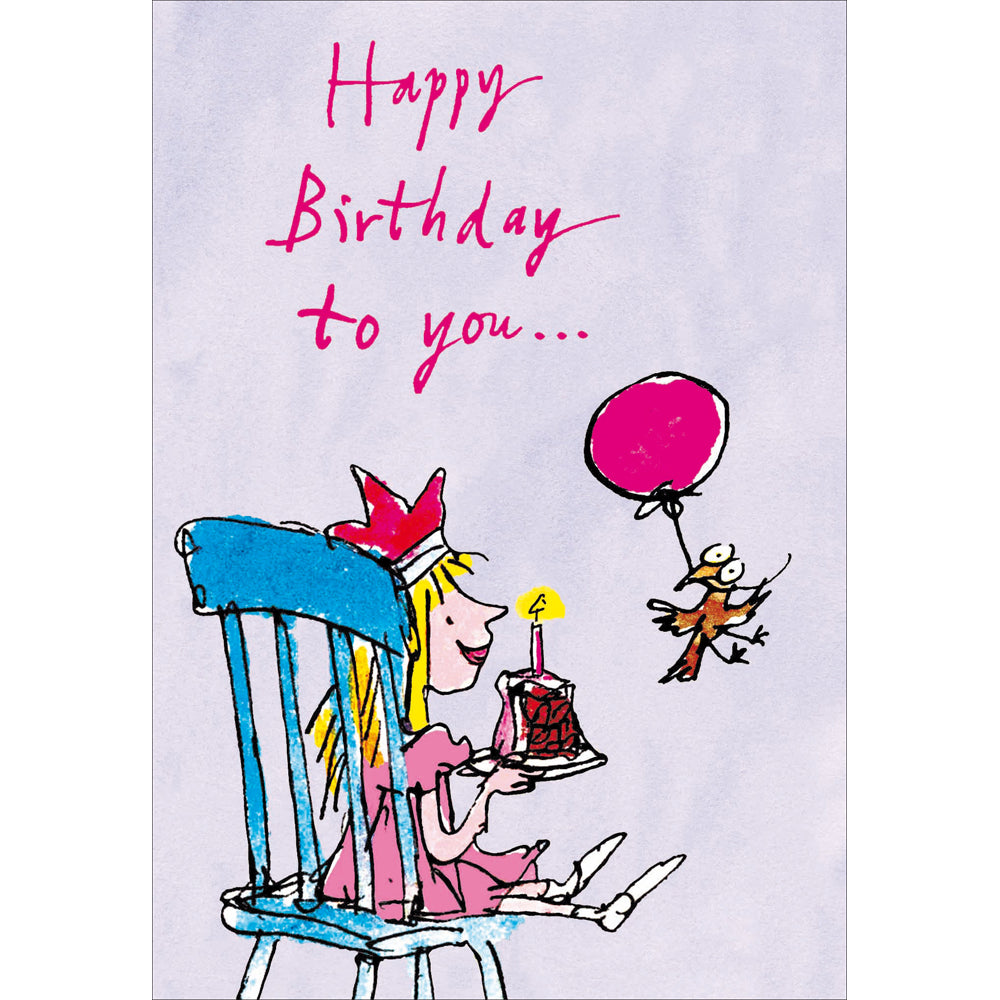 Quentin Blake Birthday girl & cake card - Daisy Park