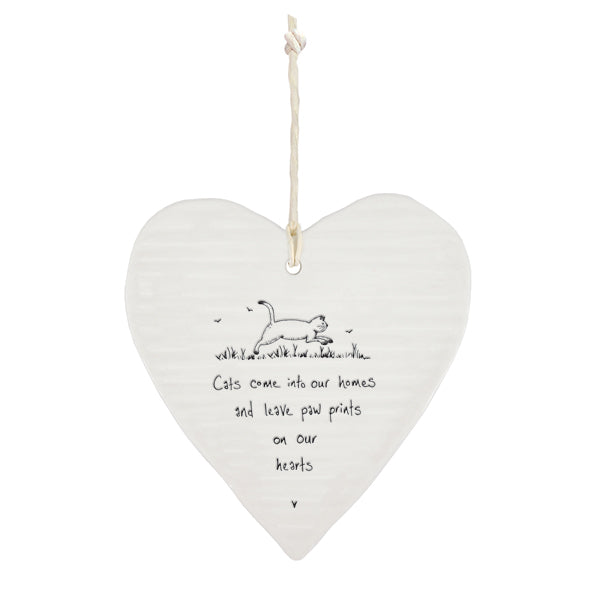 Cats come into our homes porcelain round hanging heart - Daisy Park