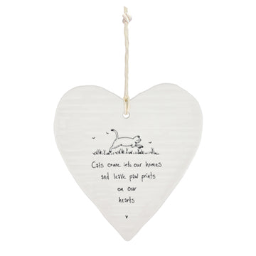 Cats come into our homes porcelain round hanging heart - Daisy Park