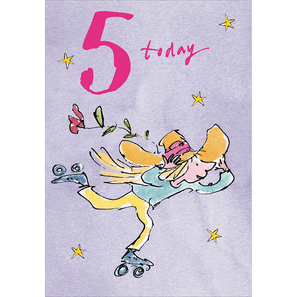 Quentin Blake - Birthday skates 5th Birthday Card - Daisy Park