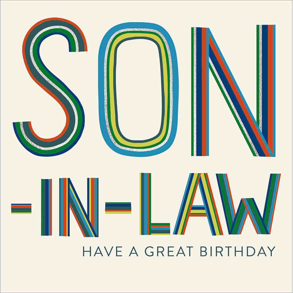 Son in law Stripy birthday card - Daisy Park