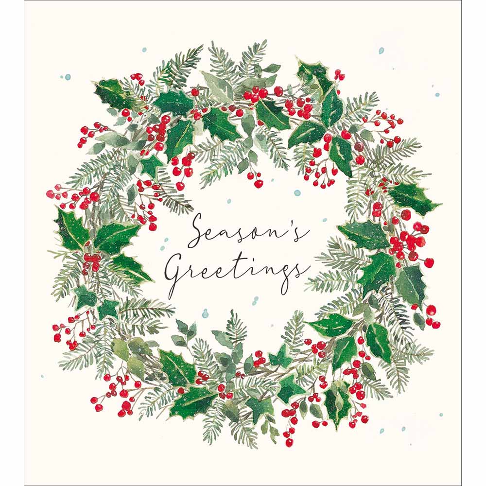 Festive wreath Charity pack of 5 Greeting cards - Daisy Park