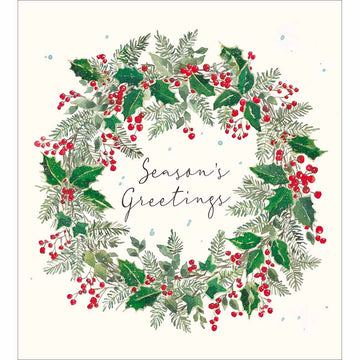 Festive wreath Charity pack of 5 Greeting cards - Daisy Park