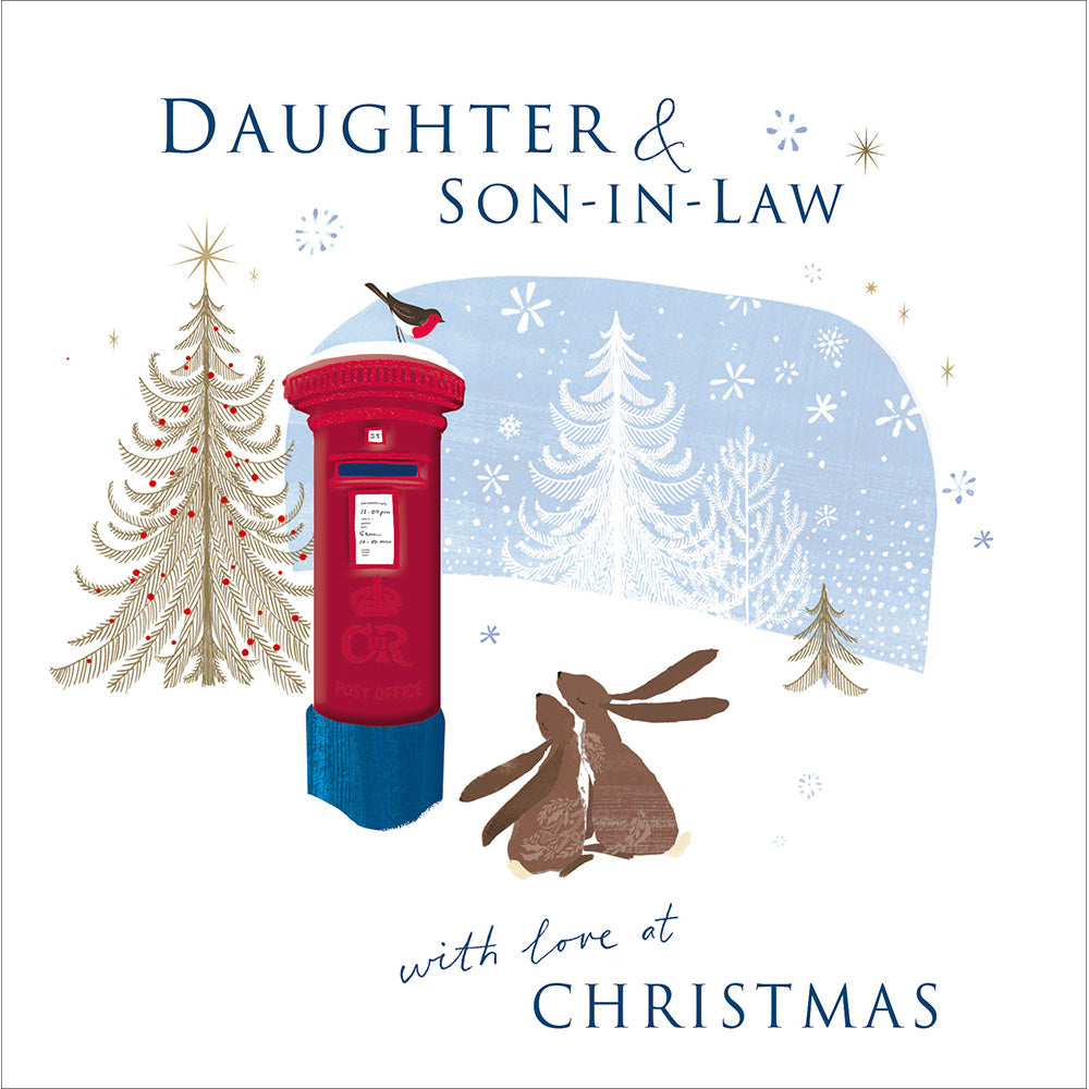 Daughter and Son-in-law Pair of hares Christmas card - Daisy Park