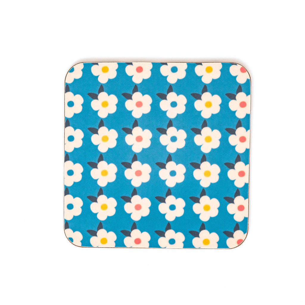 Set of four mixed colourful coasters - Retro Floral - Daisy Park