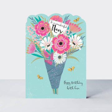 Wonderful Nan Birthday Card with Bunch of Flowers - Daisy Park