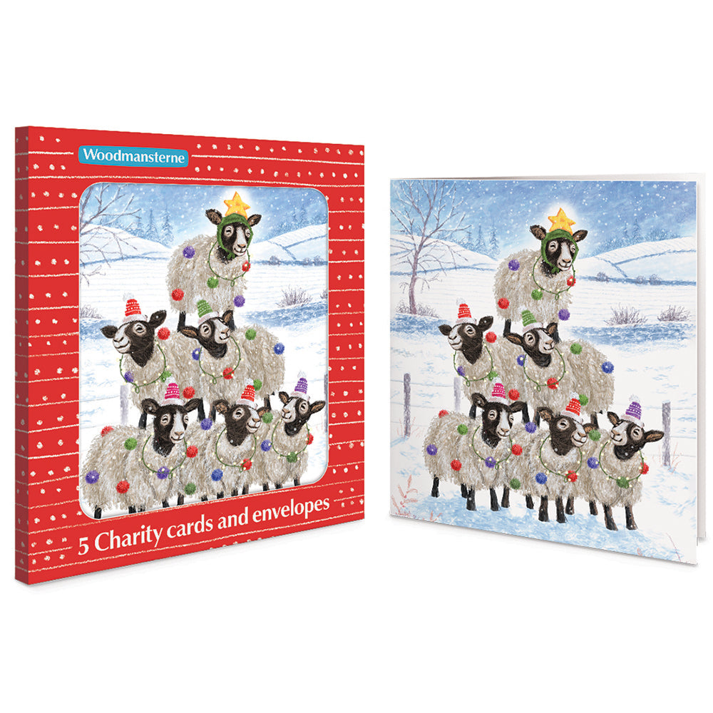 Sparkling Sheep Charity pack of 5 Christmas Greeting cards