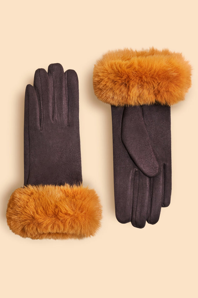 Bettina Faux suede gloves - Daisy Park