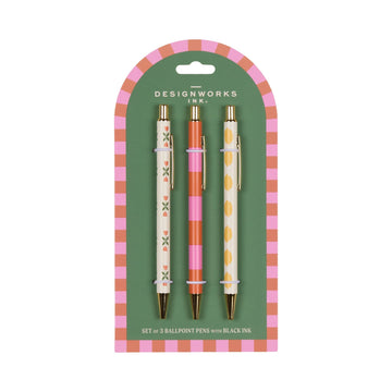 Designworks Ink A Dopo Set of 3 Pens - Flower Stripe Lemon - Daisy Park