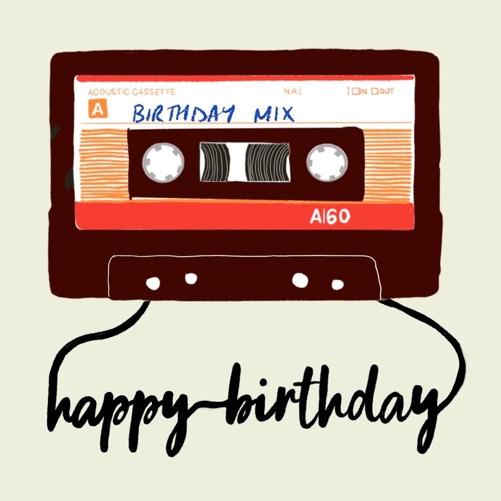 Birthday Mixtape - blank greetings card - Daisy Park