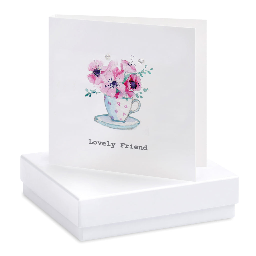 Boxed Lovely friend teacup earring card - Daisy Park