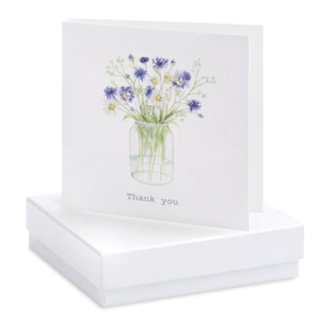 Boxed Cornflower thank you earrings card - Daisy Park
