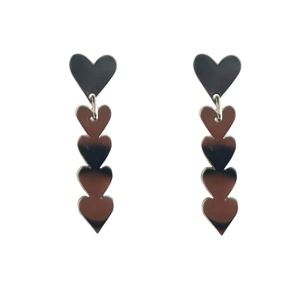 Drop Heart Studs in Silver - Daisy Park