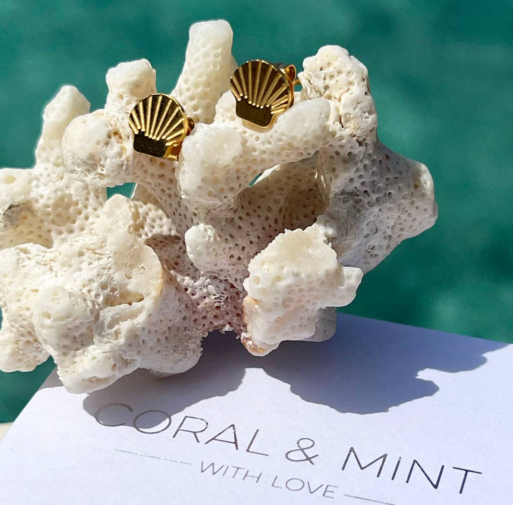Gold Shell Studs - Daisy Park