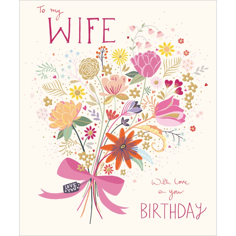 To my Wife bouquet Birthday Card - Daisy Park