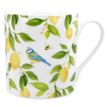 Lemon and Blue tits bone china mug - Daisy Park