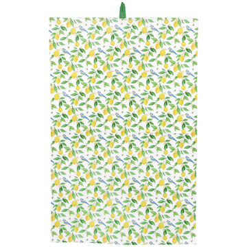 Lemon & Blue Tits Cotton Tea Towel - Daisy Park