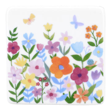 Pastel Flowers porcelain coaster - Daisy Park