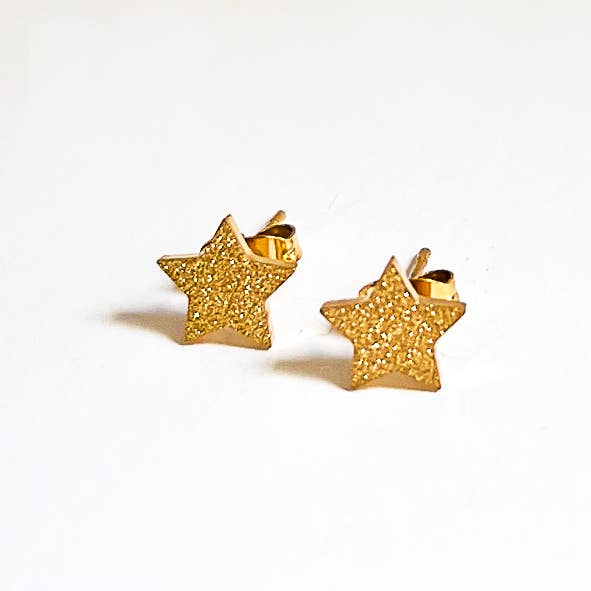 Christmas Edition - Gold Sparkle Star Studs - Daisy Park