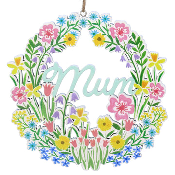 Pastel Meadow Wood Wreath with Mum Dec - Daisy Park