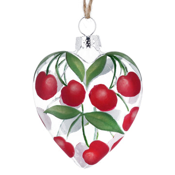 Cherries Glass Heart Decoration - Daisy Park
