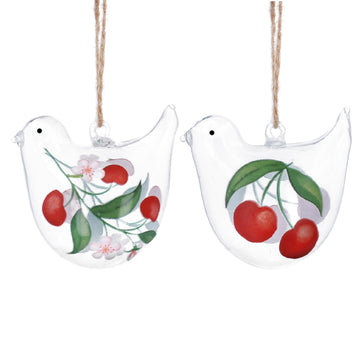 Cherries Glass Bird decoration - Daisy Park