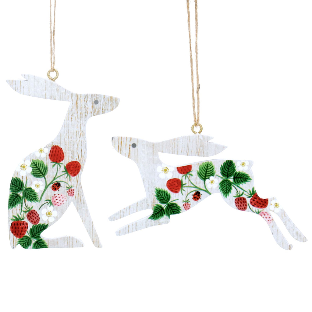 Strawberries white wood cut out hare - Daisy Park