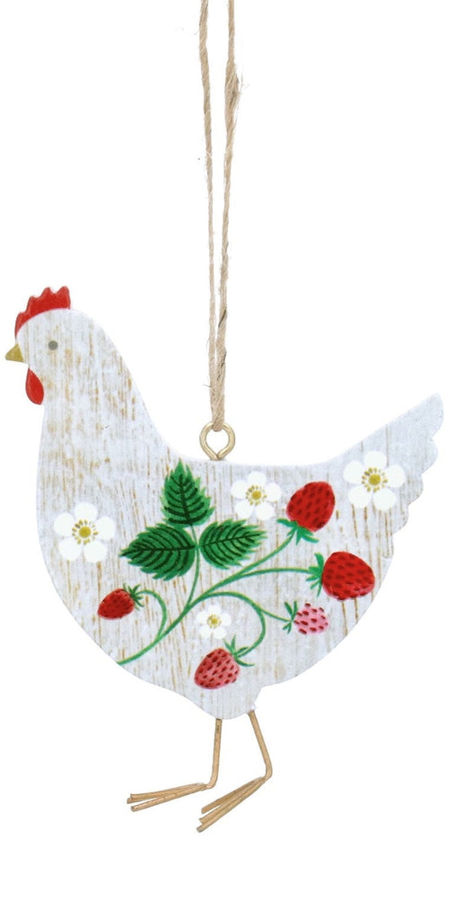 Strawberries Flat wood hen or rooster decoration - Daisy Park