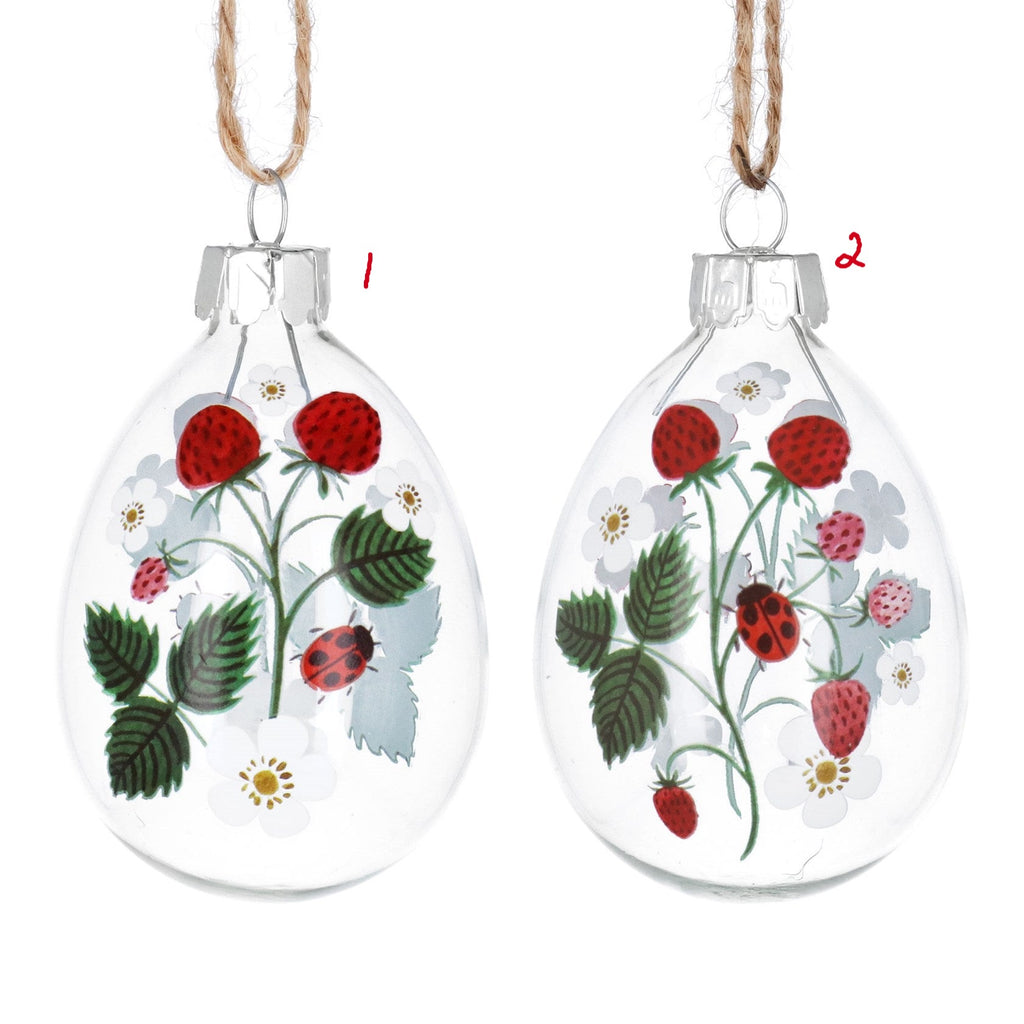 Strawberries clear glass egg decoration - Daisy Park