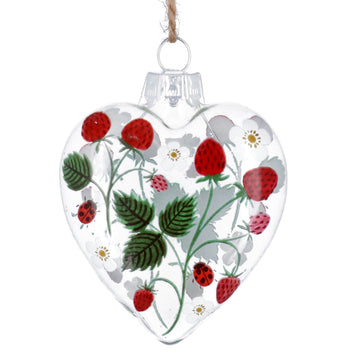 Strawberries clear glass heart decoration - Daisy Park