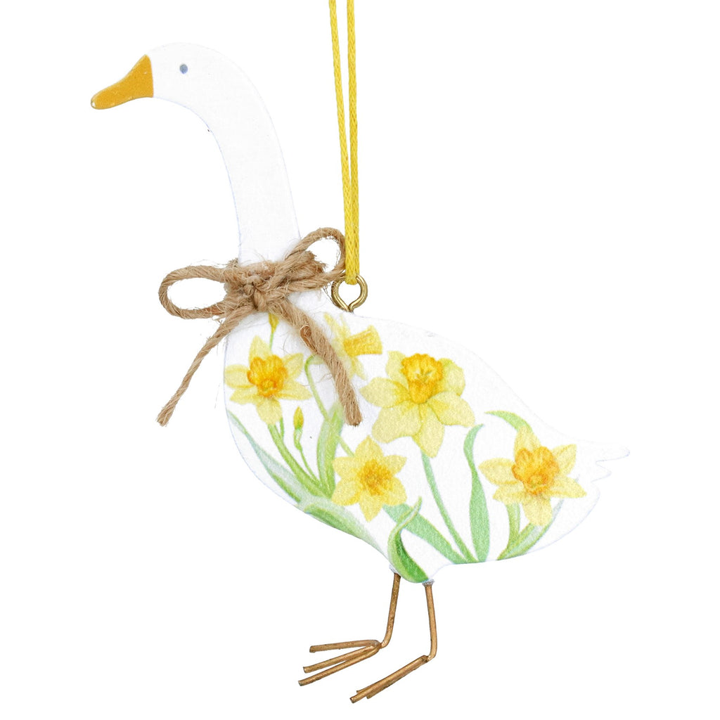 Daffodil White flat wood goose dec - Daisy Park