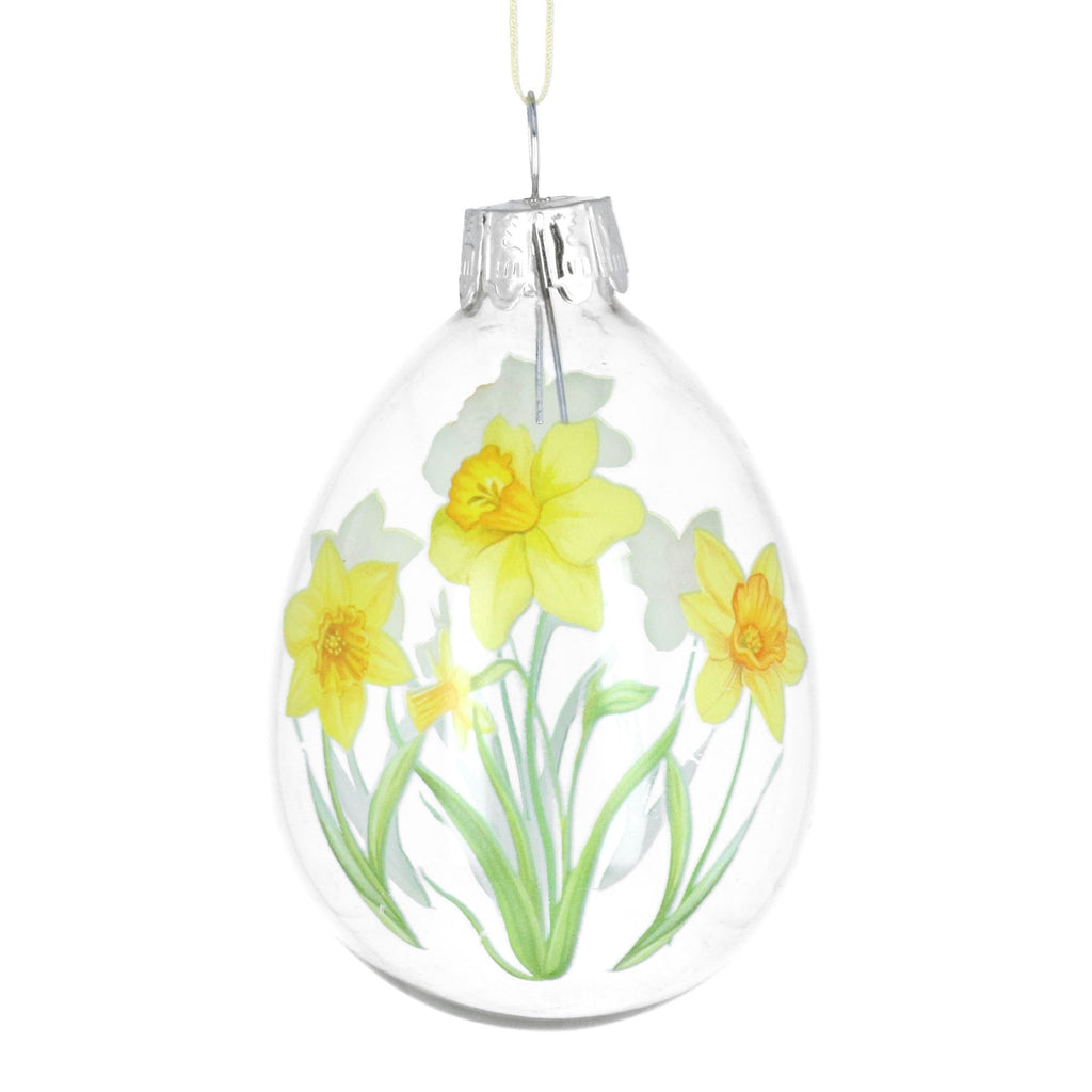 Daffodil clear glass egg decoration - Daisy Park
