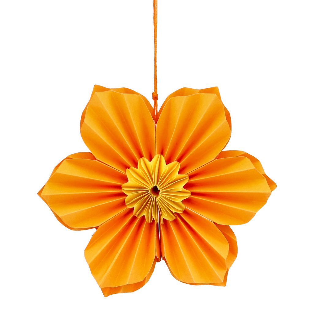 Orange six petal medium paper flower decoration - Daisy Park