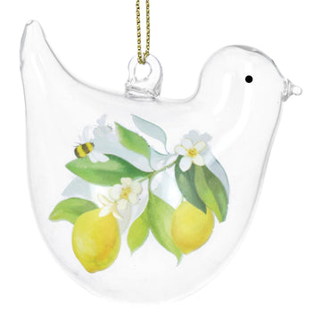 Lemon clear glass bird dec - Daisy Park