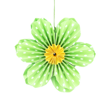 Green Polka dot paper flower medium decoration - Daisy Park