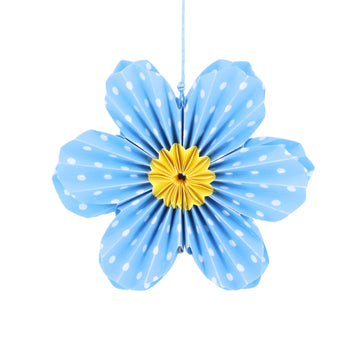 Blue Polka dot paper flower medium decoration - Daisy Park