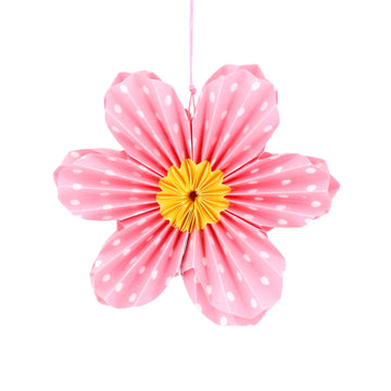 Pink Polka dot paper flower medium decoration - Daisy Park