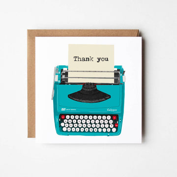 Thank you Typewriter - blank greetings card - Daisy Park