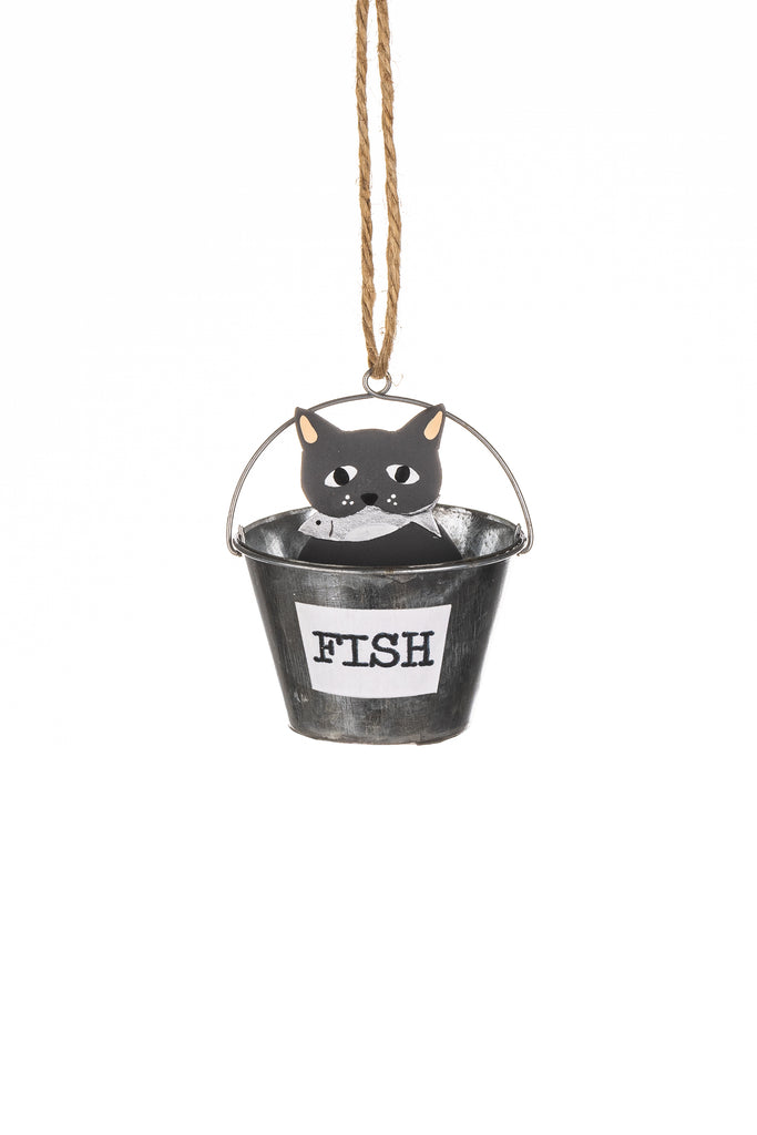 Cat & fish in bucket decoration - Daisy Park