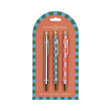 Designworks Ink A Dopo Set of 3 Pens - Stripes  Checks - Daisy Park