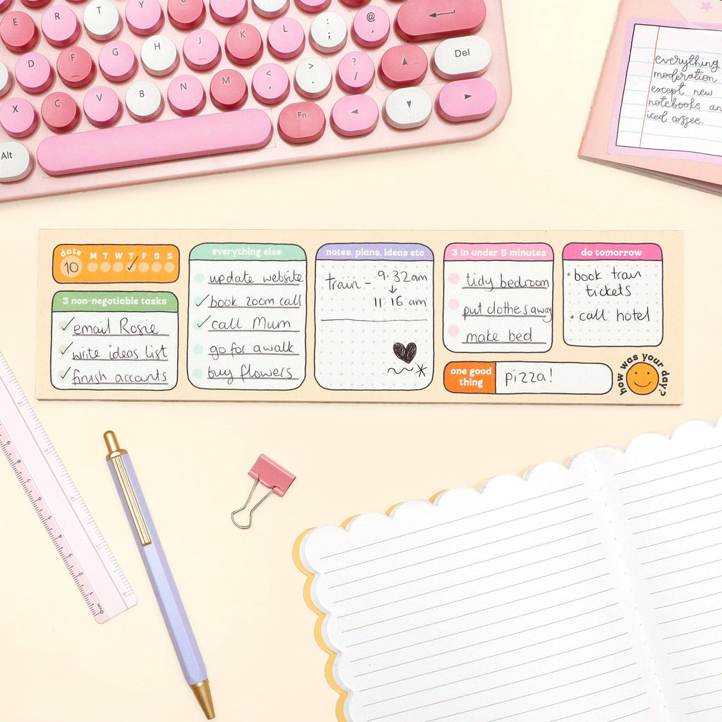 Keyboard Daily Planner in bright pastel colours