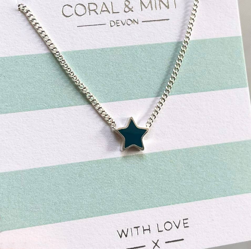 Star Necklace with Petrol Blue Enamel - Daisy Park