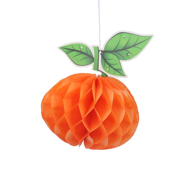 Orange honeycomb Pumpkin with leaves paper decoration - Daisy Park